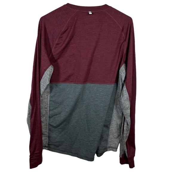 American Eagle Mens Flex Shirt Size MED Maroon Gray Active Stretch Long Sleeve - Picture 2 of 8